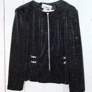 Dressbarn Black Metallic Silver Shimmer Blazer